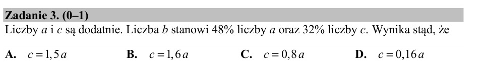 Zadanie 3: Stosunek liczb procentowych - matura matematyka 2016