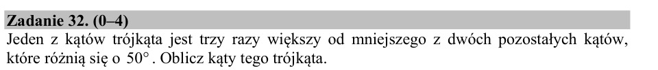 Zadanie 32: Miary kątów trójkąta - matura matematyka 2016