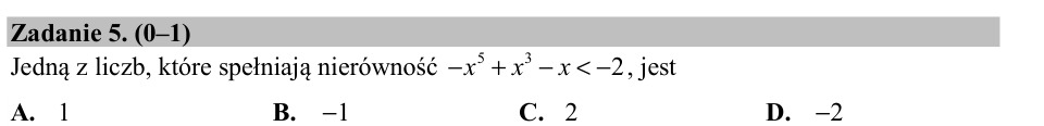 Zadanie 5: Liczba spełniająca nierówność - matura matematyka 2016