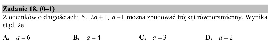 Zadanie 18: Parametr trójkąta równoramiennego - matura matematyka 2016