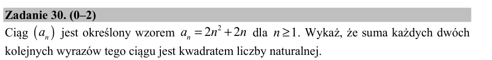 Zadanie 30: Suma kolejnych wyrazów - matura matematyka 2016