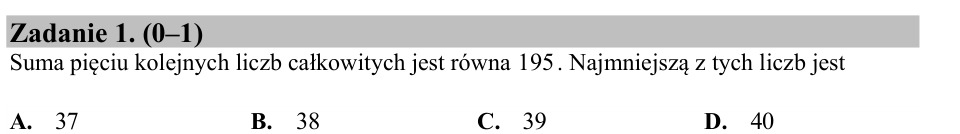 Zadanie 1: Najmniejsza z pięciu liczb - matura matematyka 2016