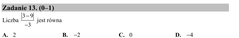 Zadanie 13: Iloraz wartości bezwzględnej - matura matematyka 2016