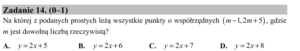 Zadanie 14: Prosta przez punkty parametryczne - matura matematyka 2016