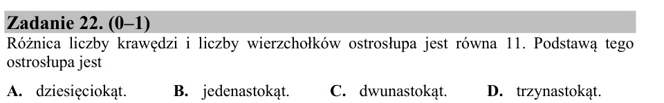 Zadanie 22: Wielokąt w podstawie ostrosłupa - matura matematyka 2016