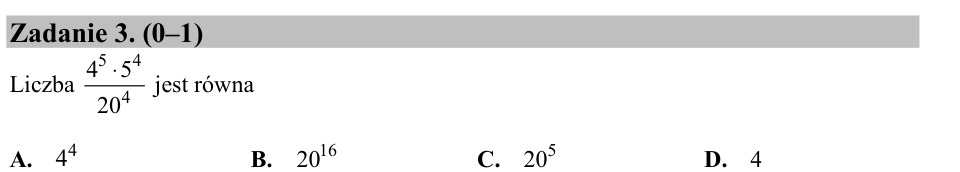 Zadanie 3: Wartość ilorazu potęg - matura matematyka 2016