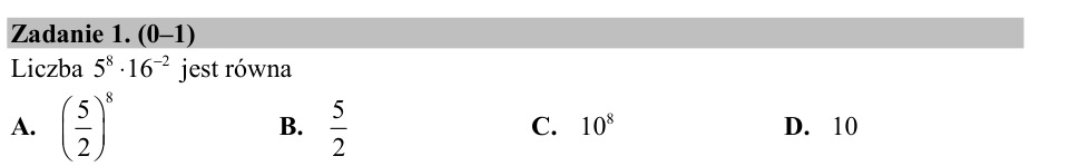 Zadanie 1: Iloczyn potęg o wykładnikach - matura matematyka 2017