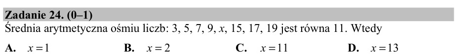 Zadanie 24: Średnia arytmetyczna zestawu - matura matematyka 2017