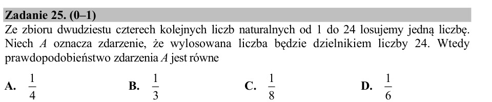 Zadanie 25: Prawdopodobieństwo dzielnika liczby - matura matematyka 2017