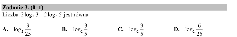 Zadanie 3: Różnica logarytmów o podstawie dwa - matura matematyka 2017