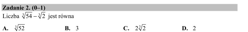 Zadanie 2: Różnica pierwiastków trzeciego stopnia - matura matematyka 2017