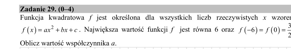 Zadanie 29: Współczynnik a paraboli - matura matematyka 2017