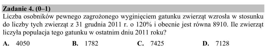 Zadanie 4: Liczebność populacji przed wzrostem - matura matematyka 2017