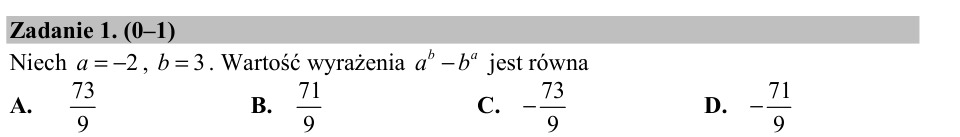 Zadanie 1: Wartość wyrażenia potęgowego - matura matematyka 2017