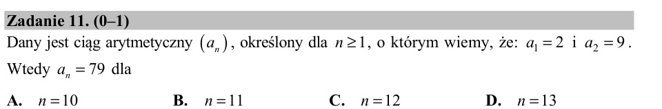 Zadanie 11: Numer wyrazu ciągu - matura matematyka 2017