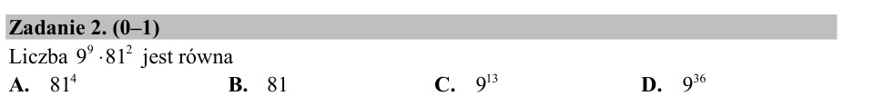 Zadanie 2: Potęga o podstawie dziewięć - matura matematyka 2017