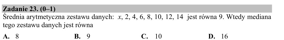 Zadanie 23: Mediana zestawu danych - matura matematyka 2017