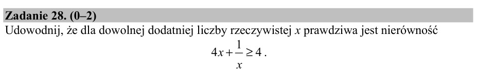 Zadanie 28: Nierówność z odwrotnością - matura matematyka 2017