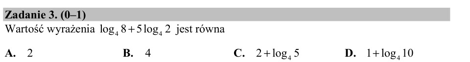 Zadanie 3: Suma logarytmów o podstawie cztery - matura matematyka 2017