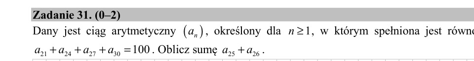 Zadanie 31: Suma dwóch wyrazów ciągu - matura matematyka 2017