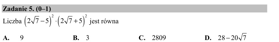 Zadanie 5: Iloczyn sumy i różnicy - matura matematyka 2017