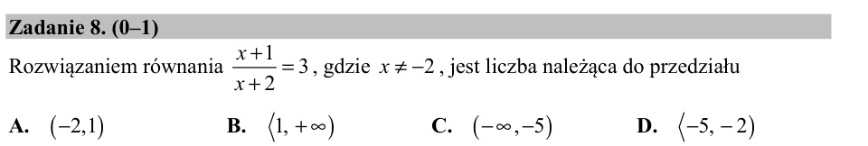 Zadanie 8: Przedział rozwiązania równania - matura matematyka 2017