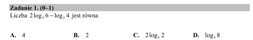 Zadanie 1: Różnica logarytmów - matura matematyka 2018