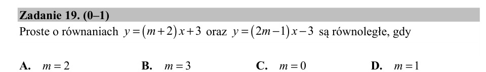 Zadanie 19: Współczynnik prostych równoległych - matura matematyka 2018