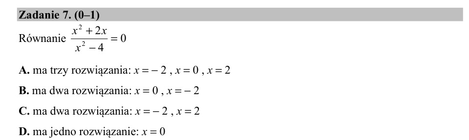 Zadanie 7: Liczba rozwiązań równania - matura matematyka 2018