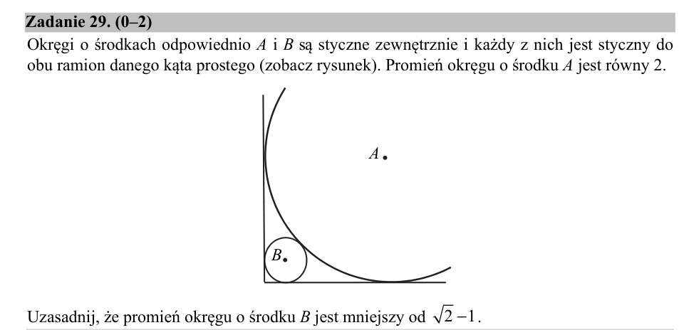 Zadanie 29: Promień mniejszego okręgu - matura matematyka 2018
