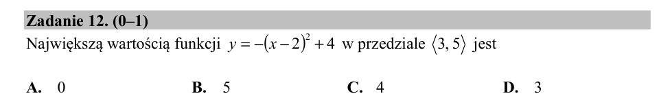 Zadanie 12: Największa wartość funkcji - matura matematyka 2018