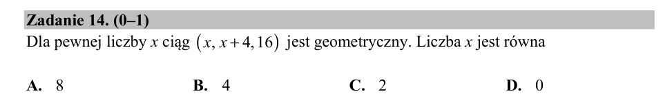 Zadanie 14: Wyraz ciągu geometrycznego - matura matematyka 2018