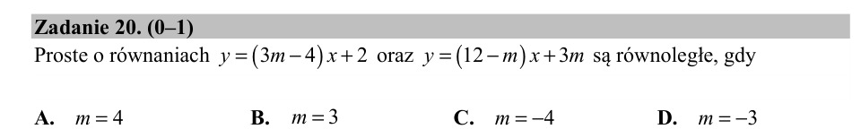 Zadanie 20: Równoległość dwóch prostych - matura matematyka 2018
