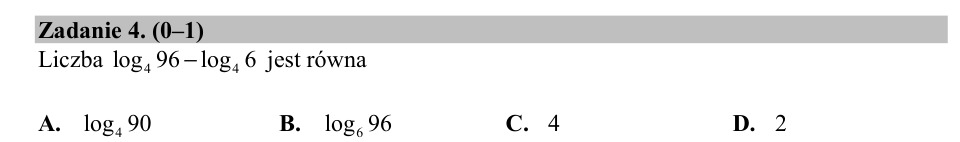 Zadanie 4: Różnica logarytmów o podstawach - matura matematyka 2018
