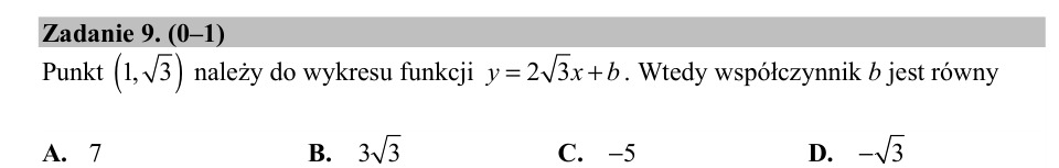 Zadanie 9: Współczynnik funkcji liniowej - matura matematyka 2018