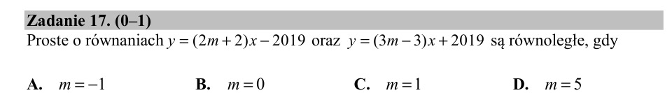 Zadanie 17: Proste wzajemnie równoległe - matura matematyka 2019