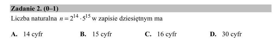 Zadanie 2: Liczba cyfr zapisu - matura matematyka 2019