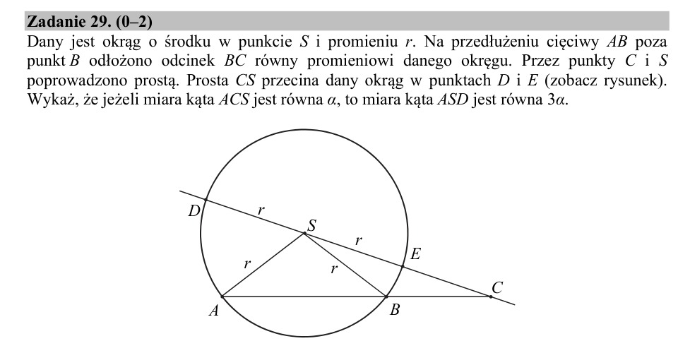 Zadanie 29: Miara kąta ASD - matura matematyka 2019