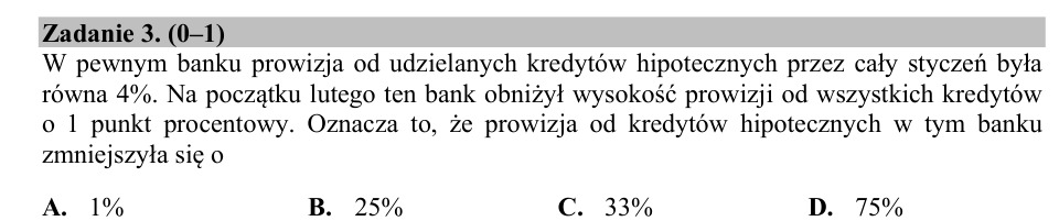 Zadanie 3: Obniżka prowizji banku - matura matematyka 2019