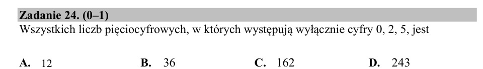 Zadanie 24: Liczby pięciocyfrowe - matura matematyka 2019