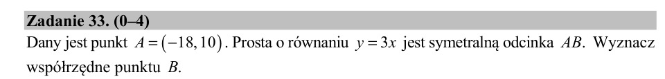 Zadanie 33: Współrzędne punktu B - matura matematyka 2019