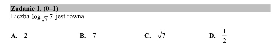 Zadanie 1: Logarytm przy podstawie pierwiastka - matura matematyka 2019