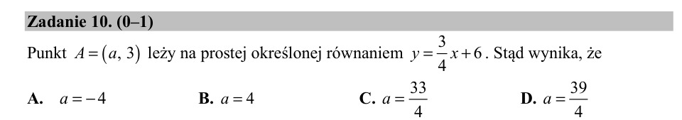 Zadanie 10: Współrzędna punktu na prostej - matura matematyka 2019