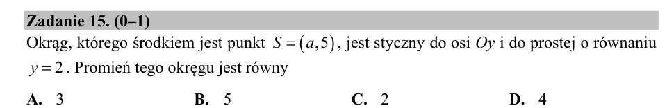 Zadanie 15: Promień okręgu stycznego - matura matematyka 2019