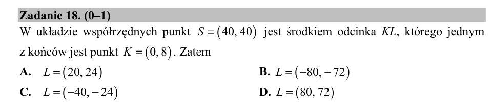 Zadanie 18: Drugi koniec odcinka - matura matematyka 2019