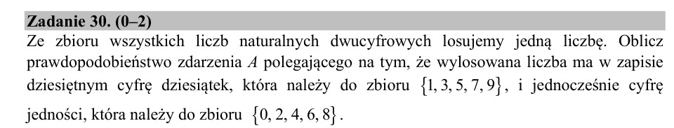 Zadanie 30: Prawdopodobieństwo cyfr liczby - matura matematyka 2019