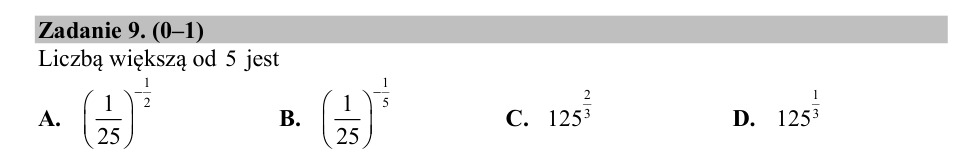 Zadanie 9: Liczba większa od pięciu - matura matematyka 2019