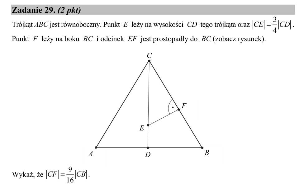 Zadanie 29: Odcinki w trójkącie równobocznym - matura matematyka 2020
