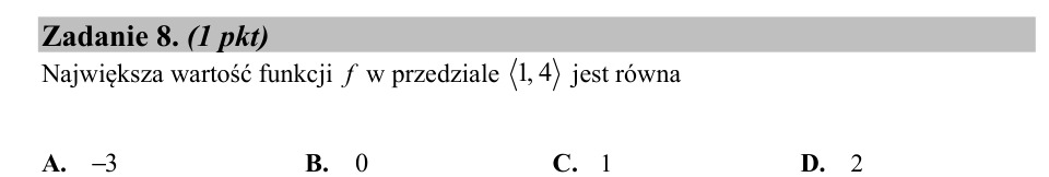 Zadanie 8: Największa wartość funkcji - matura matematyka 2020