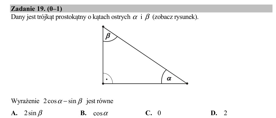 Zadanie 19: Wyrażenie trygonometryczne - matura matematyka 2020